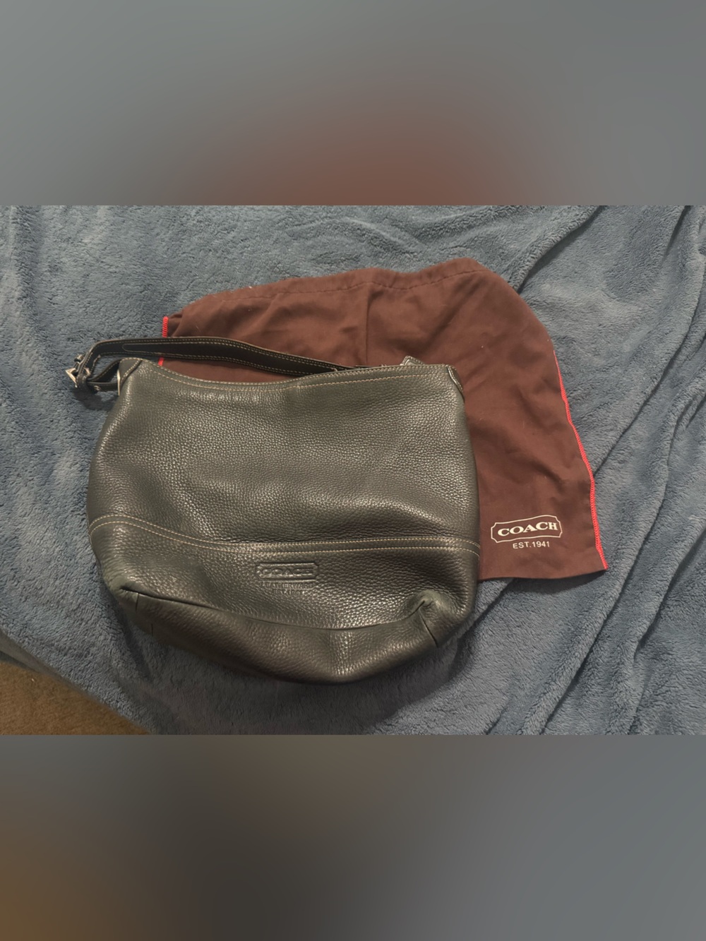 Coach Black Pebbled Leather Messenger Bag